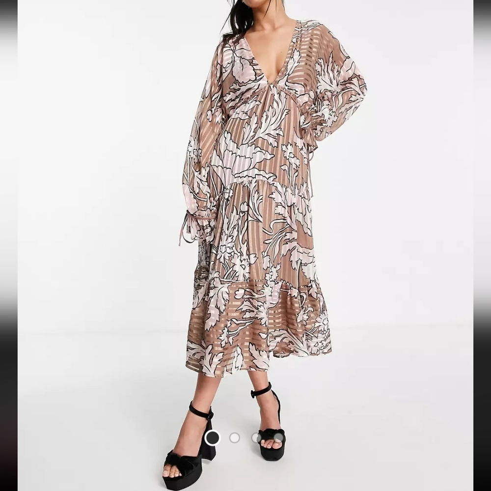 ASOS DESIGN Satin Striped Midi Dress